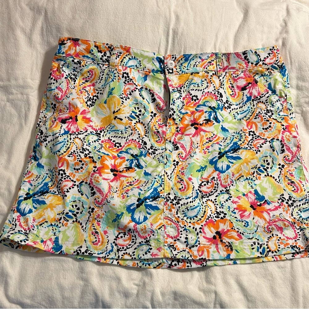 CJ Banks Red and Orange Mini Skort Resort Wear